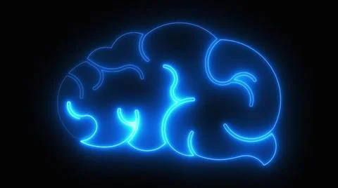 Computer generated icon of the brain with neon light running through the m... Stock Photos