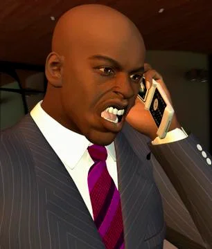 Computer generated illustration of a businessman shouting on his mobile phone Stock Illustration