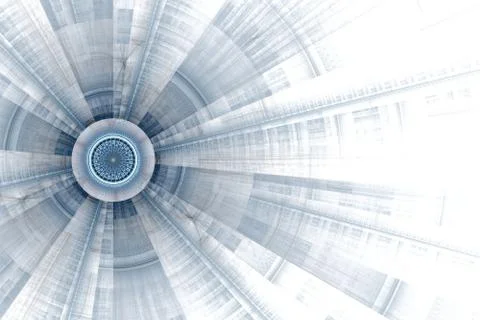 Computer generated illustration rendered fractal solar blue Stock Illustration