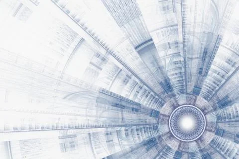 Computer generated illustration rendered fractal solar blue イラスト素材