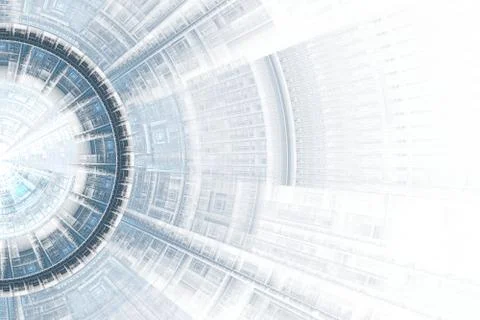 Computer generated illustration rendered fractal solar blue Stock Illustration