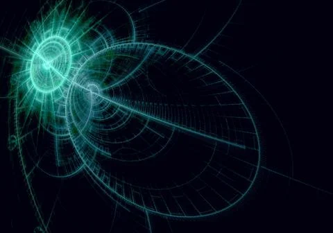 Computer generated illustration rendered fractal solar green Stock Illustration