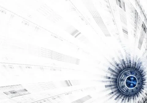 Computer generated illustration rendered fractal solar blue Stock Illustration