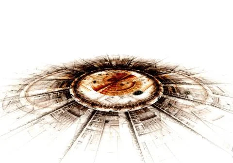 Computer generated illustration rendered fractal solar blue 스톡 일러스트