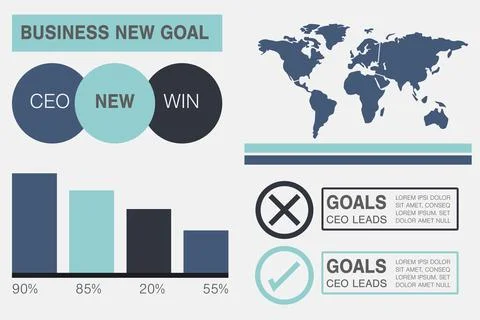 Computer generated image of business presentation with charts and text Stock Illustration