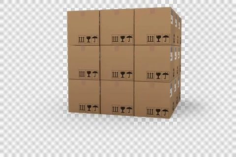 Computer generated image of cardboard boxes Stock Photos