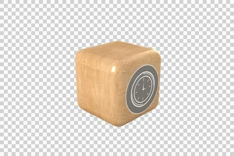 Computer generated image of clock icon on cube Stock Photos