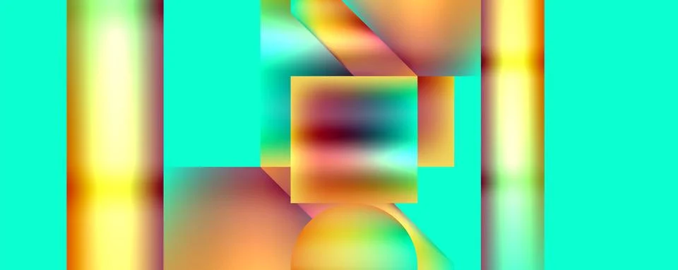 Computer generated image of colorful geometric pattern on green background 库存插图