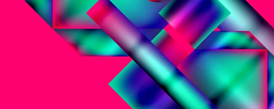 A computer generated image of a colorful geometric pattern on a pink background Illustrazione stock