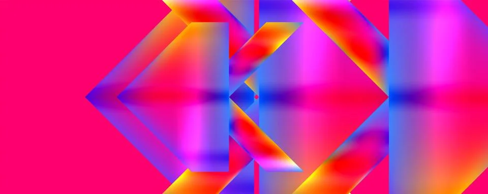 A computer generated image of a colorful geometric pattern on a pink background Stock Illustration