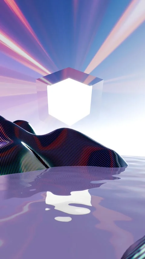 A computer generated image of a cube floating in water Stock Footage 309922533