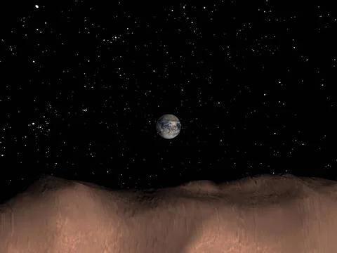 This computer generated image depicts a view of Earth as seen from the sur... Stock Photos