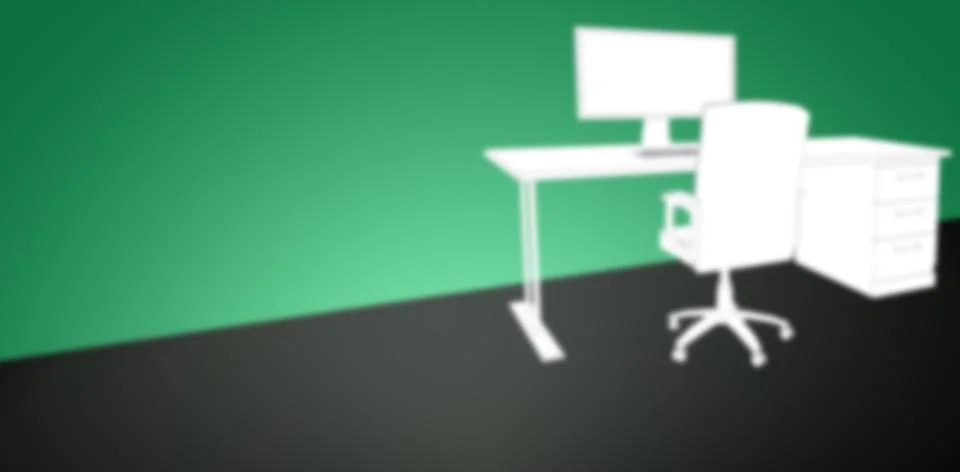 Computer generated image of desk with pc Stock Illustration