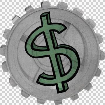 Computer generated image of dollar sign on gear Stock Photos