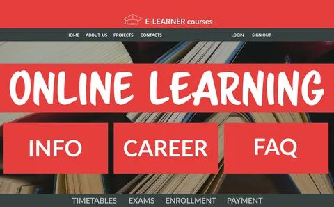 Computer generated image of e-learning interface on screen Stock Photos