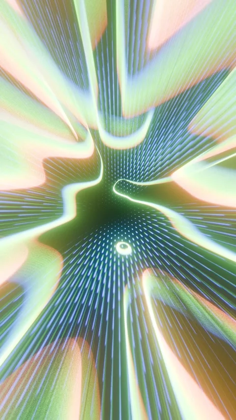 A computer generated image of a green and yellow tunnel Video stock 310787362