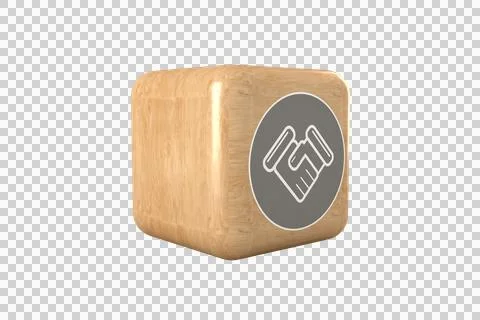 Computer generated image of handshake icon on cube Stock Illustration