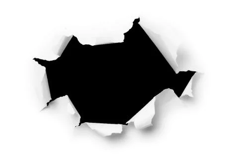 Computer Generated Image of a Large Hole Torn through paper. Vector EPS8 Illustrazione stock