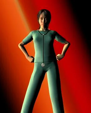 Computer generated image of a nurse dressed in scrubs Stock Illustration