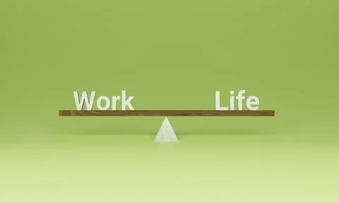 Computer generated image showing  work life balance using seesaw Illustrazione stock