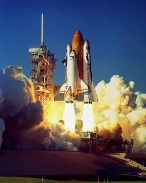 This is a computer generated image of a Shuttle launch utilizing 2nd gener... Stock Photos