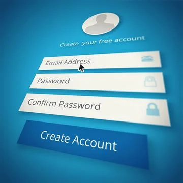 Computer generated image of the sign-up page of a website to create an account - 스톡 사진