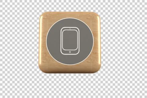 Computer generated image of smartphone icon on brown cube Stock Illustration