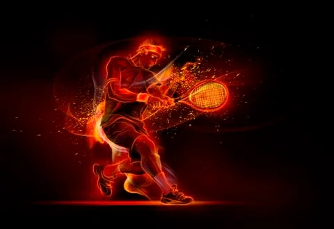 Computer generated image strong male tennis player Stock Illustration