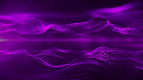 Computer generated image of wave of purple light on black background Stock Footage 239425172