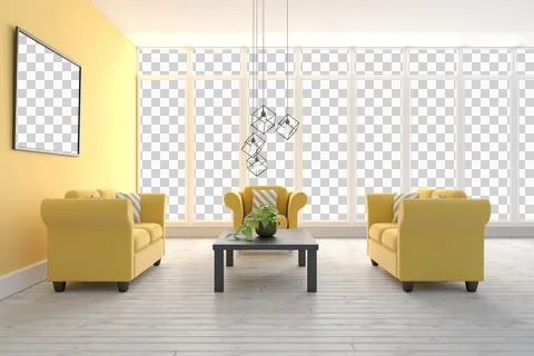 Computer generated interior of modern living room 스톡 사진
