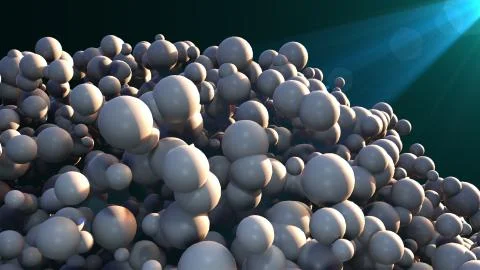 Computer generated many bubble with light rays. 3d rendering of abstract Illustrazione stock