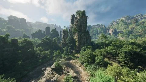 A computer-generated mountain landscape Stock Illustration