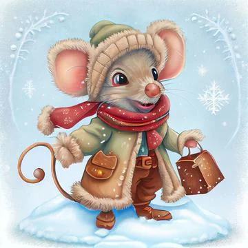 Computer generated mouse wearing winter warm cloth Stock Illustration