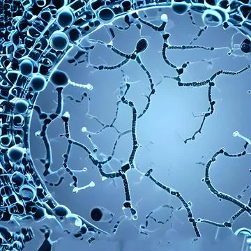 Computer generated multiple virus bacteria floating in a cellular environment Stock Illustration