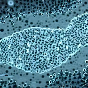 Computer generated multiple virus bacteria floating in a cellular environment Stock Illustration