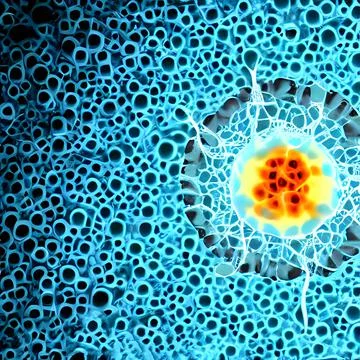 Computer generated multiple virus bacteria floating in a cellular environment Stock Illustration