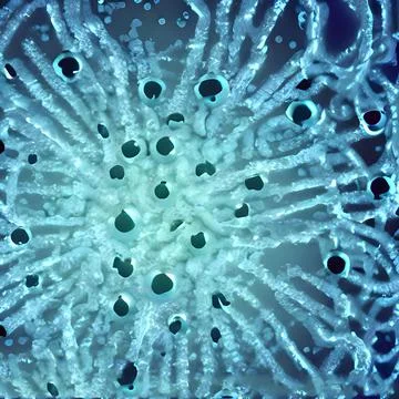 Computer generated multiple virus bacteria floating in a cellular environment Stock Illustration