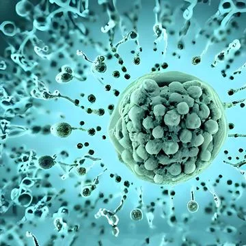 Computer generated multiple virus bacteria floating in a cellular environment Stock Illustration