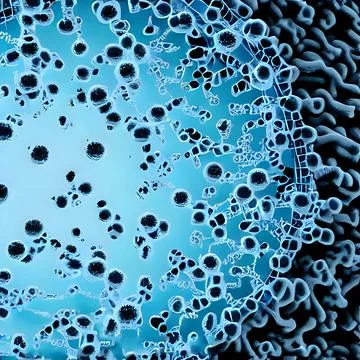 Computer generated multiple virus bacteria floating in a cellular environment Stock Illustration