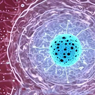 Computer generated multiple virus bacteria floating in a cellular environment Stock Illustration