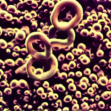 Computer generated multiple virus bacteria floating in a cellular environment Stock Illustration