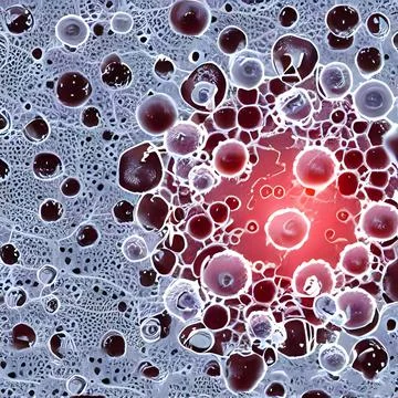 Computer generated multiple virus bacteria floating in a cellular environment Stockillustratie