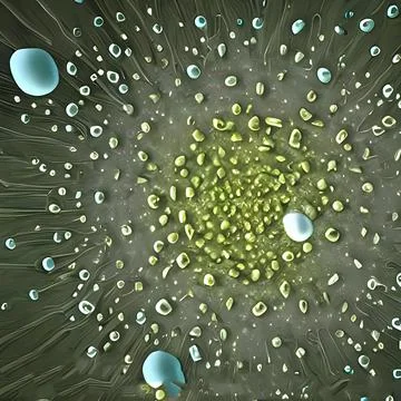 Computer generated multiple virus bacteria floating in a cellular environment Stock Illustration