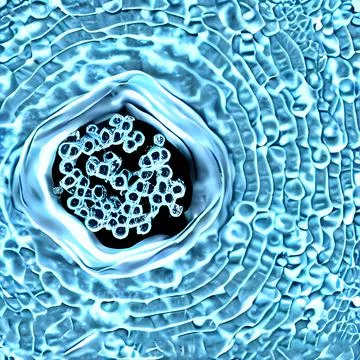 Computer generated multiple virus bacteria floating in a cellular environment Stock Illustration