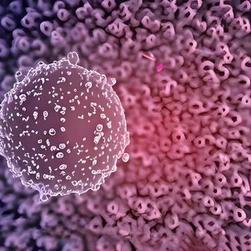 Computer generated multiple virus bacteria floating in a cellular environment Stock Illustration