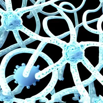 Computer generated multiple virus bacteria floating in a cellular environment Stock Illustration