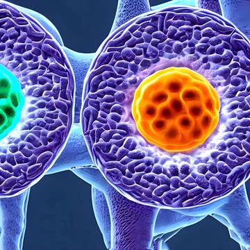 Computer generated multiple virus bacteria floating in a cellular environment Stock Illustration