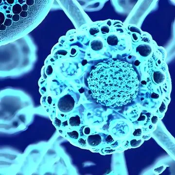 Computer generated multiple virus bacteria floating in a cellular environment Stock Illustration