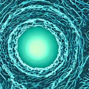 Computer generated multiple virus bacteria floating in a cellular environment Stock Illustration