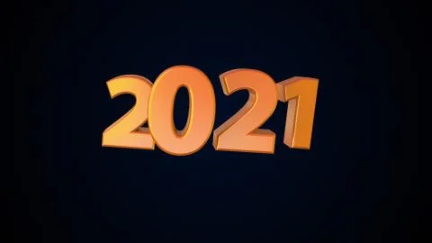 Computer generated New year inscription 2021 on dark background. 3d rendering Illustrazione stock